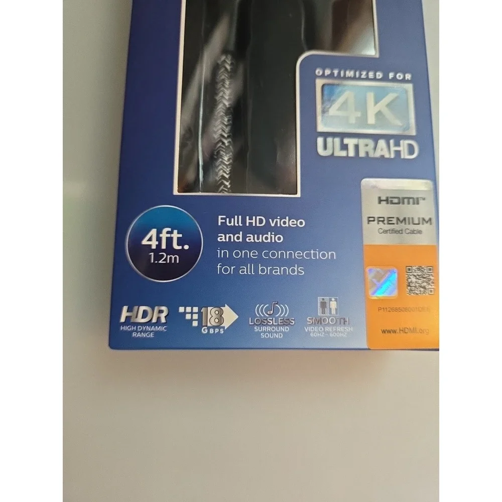 Philips HDMI High-Speed Cable With Ethernet Audio/Video‎ 4ft SWV6120P/27